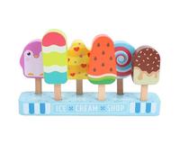Generic Wooden Ice Cream Counter Playset with Realistic Store Accessories for Early Education, Safe Beech Wood Ice Cream Toys for Kids Above 3 Years Old