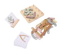 Generic Wooden Letter Number Construction Puzzle Educational Stacking Blocks Toy Set Shape Color Sorter Pegboard Activity Board for Kids Preschool Learning Rubberwood 19.5x19.5cm