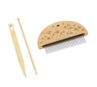 Generic Wooden Loom Comb Kit with Big Eye Needle for Weaving and Crafts Ideal for Beginners and Professionals Durable 10x7.5cm (Bamboo Wood, Stainless Steel)