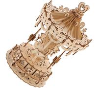 Generic Wooden Merry-go-round Puzzle DIY Self-assembling Carousel Model Kit Educational Craft for Teens Adults with Smooth Sanded Surfaces and Step Instructions