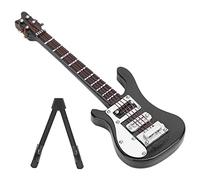 Generic Wooden Miniature Electric Guitar Model Ornament Desktop Decoration 10 Cm for Music Lovers (Black)