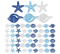 Generic Wooden Ocean Themed Crafts with Sea Star and Shell Cutouts 100Pcs Pack for Coastal Wall Hanging and Beach Style Home Decoration