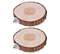 Generic Wooden Parrot Stand Perch 2Pcs Natural Round Platform with User-Friendly Fixings and Smooth Surface for Small Birds such as Cockatiel Canary in Bird Cage