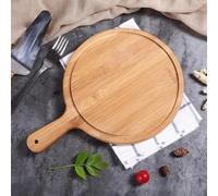 Generic Wooden Pizza Board Round with Hand Pizza Baking Tray Pizza Stone Cutting Board Platter Pizza Cake Bakeware Kitchen Tools