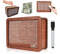 Generic Wooden Savings Box, 20cm x 14.5cm x 7.6cm, Brown, Adults, 10,000 GBP Capacity, Money Bank