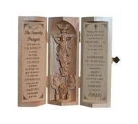 Generic Wooden Serenity Prayer Christian Statue, Angels Statue, Openable Catholic Cylinder Sculpture, Classical Style