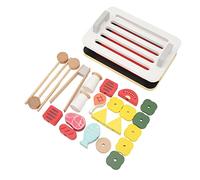 Generic Wooden Simulation Grill Set Interactive Cooking Toy for Imaginative Play for Kids, Log Material, Includes 1 Grill and Accessories