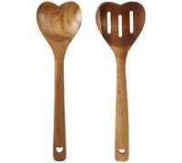 Generic Wooden Spoons, Acacia, 2-Piece Heart Set, Slotted & Serving Spoon, Cooking Utensils, Kitchen Gift, Housewarming Present