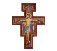 Generic Wooden Wall Cross from San Damiano St. Francis Hanging Crucifix Christian (14x10cm)