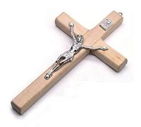 Generic Wooden Wall Cross Jesus Catholic Handcrafted Plaque Cross Hanging Wall Crucifix with Hole for Home Church Diy Wall Decor