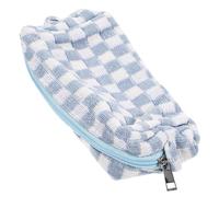 Generic Woolen Yarn Checkered Cosmetic Bag Large Capacity Travel Makeup Pouch Plaid Toiletry Organizer for Women Autumn Winter Storage
