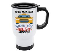 Generic World Best Taxi Driver - Personalised Custom White Stainless Steel 14oz Travel Mug - Add Any Text