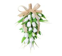 Generic Wreath, Artificial Flower Garland with Bow, Made of Silk And PP Materials, Romantic Spring Decoration for Front Door, Living Room, Celebration, White