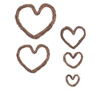Generic Wreath Frames Fresh Style Heart Shaped Rattan 5pcs Brown Natural Flower Arranging Holders for DIY Making a Wreath and Wedding Decor for Anniversary and Home Decorations