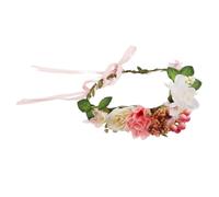 Generic Wreath Pink Decor Wedding Flower Girl Headpiece Bridal Bride Roses Floral Headwear Crowns for Women Floral Headbands for Women Headpiece for Decoration Garland Decor Plastic