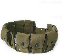 Generic WWII M1923 M1 Garand Rifle Cartridge 10 Pocket Canvas Ammunition Belt (OD Green, One Size, Military Belt)