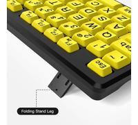 Generic Yellow Keyboard, Large Keyboard Large Print with Clear and Easy-to-see Yellow Keycaps Font Design for the Elderly, Visually Impaired People