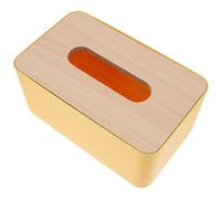 Generic Yellow Rectangular Tissue Box Holder Wooden Lid, Simple Tissue Organizer for Night Stand and Dressing Table, Compact Size Lightweight Napkin Dispenser for Home and Office