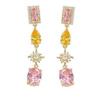 Generic Yellow Zircon Tassel Earrings, 2 Pcs Women Elegant Chandelier Style, Lightweight 925 Sterling Silver Post, Design Color Dopamine