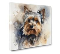 Generic Yorkshire Terrier Watercolour | Canvas Wall Art Print | Framed Ready to Hang Picture | Modern Art for Living Room Bedroom Kitchen Home | 20x20 Inch
