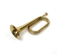 Generic Youth Brass Bugle Instrument Trumpet Cornet Compact Lightweight Body With Looping Tube and Resonant Tone for Clear Calls Suitable for Drum Corps Marching Bands Training, Gold