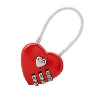 Generic Zinc Alloy Heart Shape Code Lock for Strong Security Easy Operation Couple Padlock, Portable Password Lock for Luggage, Suitcase (Red)