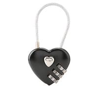 Generic Zinc Alloy Heart Shape Code Lock for Strong Security Easy Operation Couple Padlock, Portable Password Lock for Luggage, Suitcase (Black)