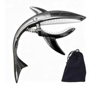 Generic Zinc Alloy Shark Acoustic Guitar Clip with Pads for Practice (Glossy Black)