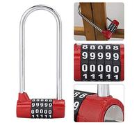 Generic Zinc Alloy U Shape Password Lock with Extra Long Shackle, Cabinet Door Code Lock for School Gym Locker, 1.5-Dial Combination, Easy to Remember, Set Your Own Code (Red)