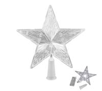 Generic15cm LED Star Tree Toppers | 10 Warm White/Bright White LED Lights | Christmas Tree Decorations | Timer Functionality | Battery Operated (Bright White)