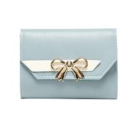 GenericBow Mini Wallet for Women, Coquette Aesthetic PU Leather Card Holder with ID Window 8 Card Slots, Small Purse for Daily Use Gifts, for Girls and Women (Blue)