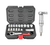 Generico 17 Piece Spanner Set 3/8" and 1/2" Universal Wrench Socket Adapter 12 Step Bits Suitable for Hexagonal, Square and E-Screw