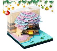 Genérico 3D Calendar, Paper Sculpture Calendar - Notepad Art Design House Tree Flower with Light Removable Paper for Classroom Home Teachers