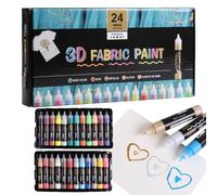Generico 3D Fabric Paint, Permanent Textile Paint Set, 30ml Waterproof Craft Tool with 24 Colors, Ideal for Adults and Kids, Use on Canvas, Wood, Hats, Clothing, Glass, or DIYers Decoration Projects
