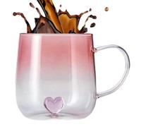 Genérico 3D Heart Shaped Mugs - Clear Gradient Glass Anti Scald Bottle | 400ml Double Walled Clear Mug, Elegant Milk Tea Cup Travel