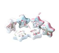 Generico 6 Pieces Christmas Tin Boxes - Empty Star Shaped Containers for Christmas Holidays Small Boxes for Stocking Fillers Crafts Candy Food