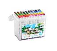 Generico 60 Colours Double Tip Art Markers with Brush, Fine Tip and Oil Based Brush Anti-Transfer for School Scrapbooking and Diary