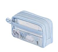 Generico À Crayons De Grande Capacité Cosmetic Bag, Tissu 21 x 6.5 x 13 cm | Étui À Crayons Portable Avec Compartiments - Organisateur De Papeterie, Multifonction Pour École, Bureau, Accessoires, blue