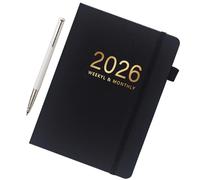 Generico A5 Notebook - 2026 Diary with 144 Sheets | A5 Hard Notebook with Calendar for Daily Use Study Work Business Home Graduation Meeting Travel School and University