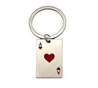 Generico Ace of Hearts Stainless Steel Keyring in Unicorn Case Poker Cards Texas Hold'em Gadget Accessories Gift Idea for Men, silver, One size