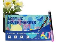 Genérico Acrylic Brush Tip, Multi-Coloured and Overlapping Texture Pens for Office | Set of Acrylic Markers, for Crafts Decorations Parties Birthday Christmas