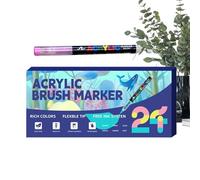 Genérico Acrylic Markers with Brush Tip | Multicolor Superposable School Supplies - Brush Pens | For Kids, Adults, School, Office, Crafts, Awards &