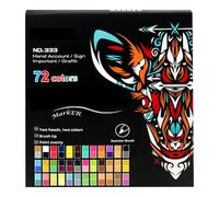 Genérico Acrylic Paint Markers - 16.5 cm 36 x Markers for Stone, Double-Ended Brushes, 72 Colours, Material Crafts with Canvas, Fabric, Wood, Glass, Drawing, Study, Art School