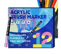 Genérico Acrylic Paint Markers Brush Tip - Artistic Material Layers In Multicolor | Acrylic Paint Markers, For Kids, Adults, School, Office, Crafts, Awards & Awards