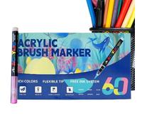Genérico Acrylic Paint Markers Brush Tip - Multi-Coloured Layered Artistic Material,Acrylic Paint Marker Set - For Crafts Decorations Party Birthday Christmas