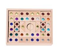 Genérico Acrylic Stacking Toy - Wooden Brick Builder, Set of 50 Pieces 26x20cm | Translucent Learning, Creative Space Reasoning Activity, Resource