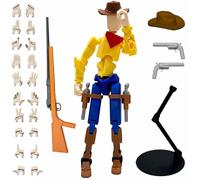 GENÉRICO Action Figure 13 XL Dummy Cowboy XL 30cm Titan 13 Articulated West Doll - Sheriff Dummi - Shooter, Western Hero with 22 Hands, Rifle, 2 Pistols, Hat and Exhibition Base