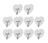 Genérico Adhesive Hook - Heavy Duty Hooks | 10 Pieces Transparent Heart Shape Hangers for Doors Shower Bathroom Kitchen Organization