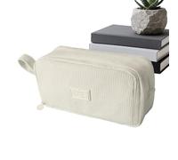 Generico Aesthetic Pencil Case - Corduroy Multi-Compartments - Pen Holder Organizer for Office School - for Students Teachers Girls, Supplies for Pencils and Makeup, cream color, riferimento alla