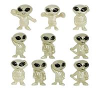 Genérico Alien Miniatures Set - Glow Figure Collectible Ornaments, 10 Pieces Luminous Display Characters, Resin Glow Cast Build, Decor, Shelf Styling Accent Living Room Bedroom School Birthday Use